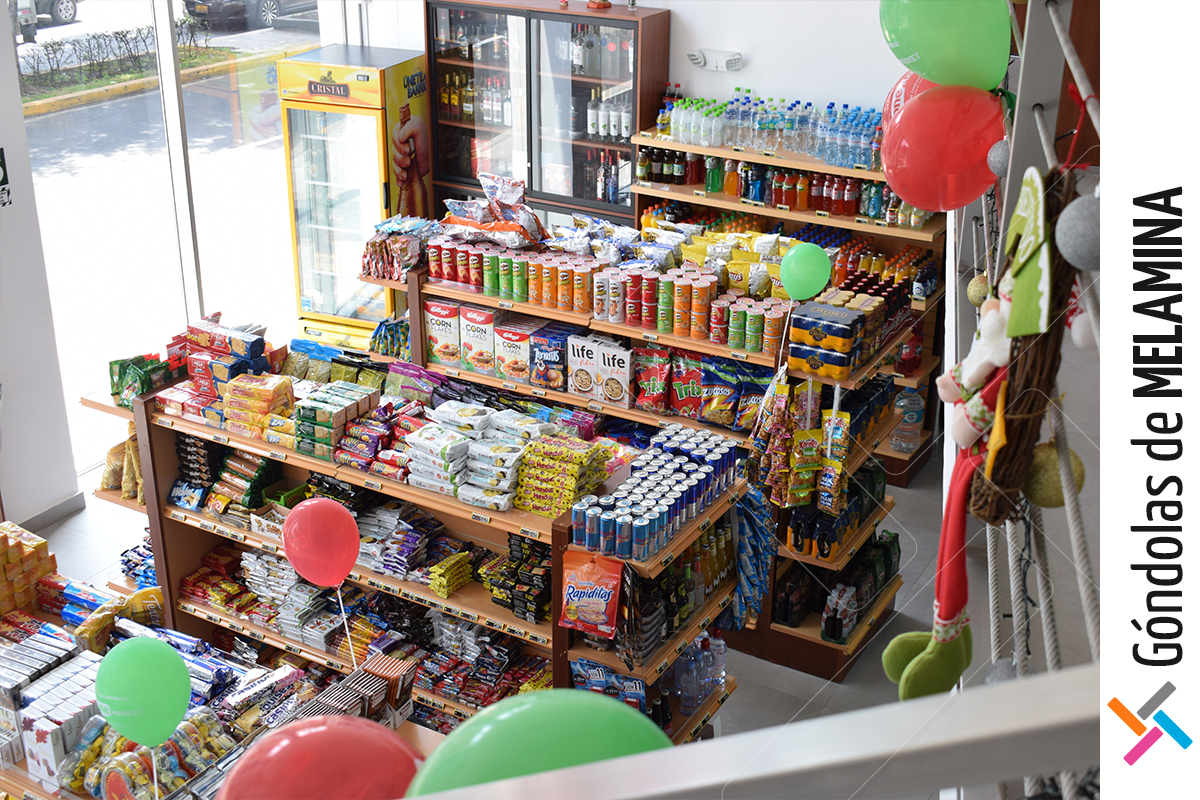 Góndolas de Melamina Centrales para Minimarkets y Tiendas